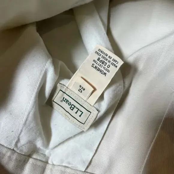 L.L.Bean Women's Size 12 Reg 100% Cotton Chino Trousers Beige Off-White - Picture 5 of 5
